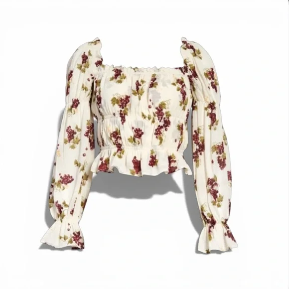 Reformation Amarena Floral Top Blouse Women’s Size XS Cropped - Picture 1 of 7